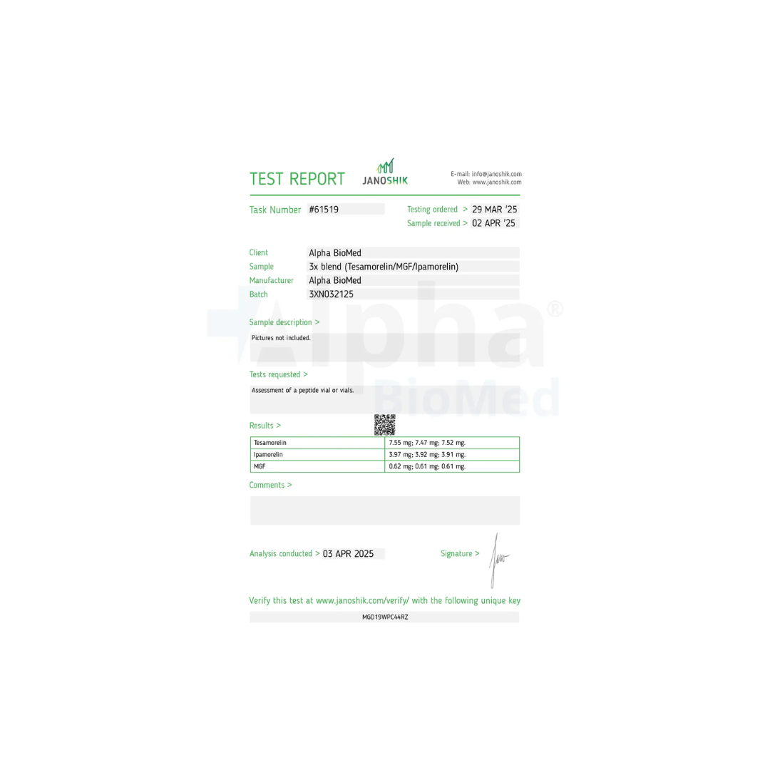 3X Blend Tesamorelin (5mg) / MGF (500mcg) / Ipamorelin (2.5mg)